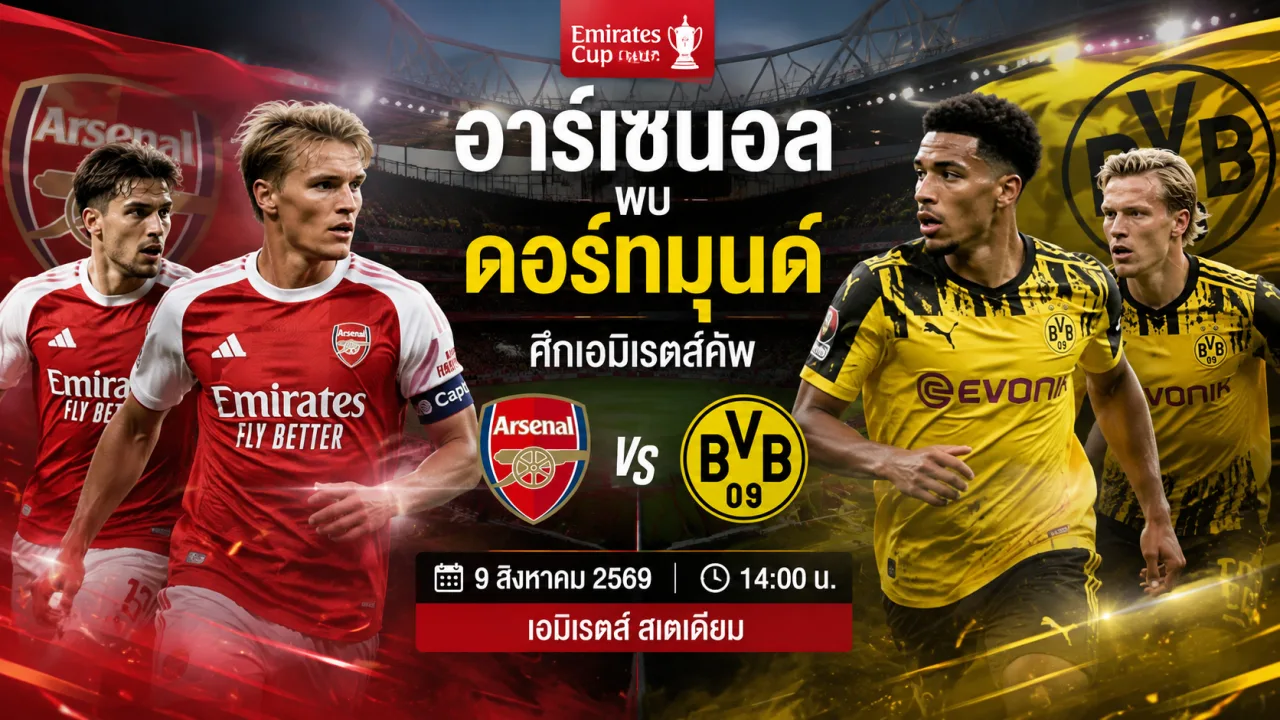 ข่าวอาร์เซนอลล่าสุด เช็กความพร้อมก่อนดวลดอร์ทมุนด์ พร้อมย้อนประวัติเกมปรีซีซั่นที่เวมบลีย์